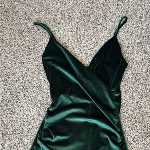 Elegant Green Velvet Dress